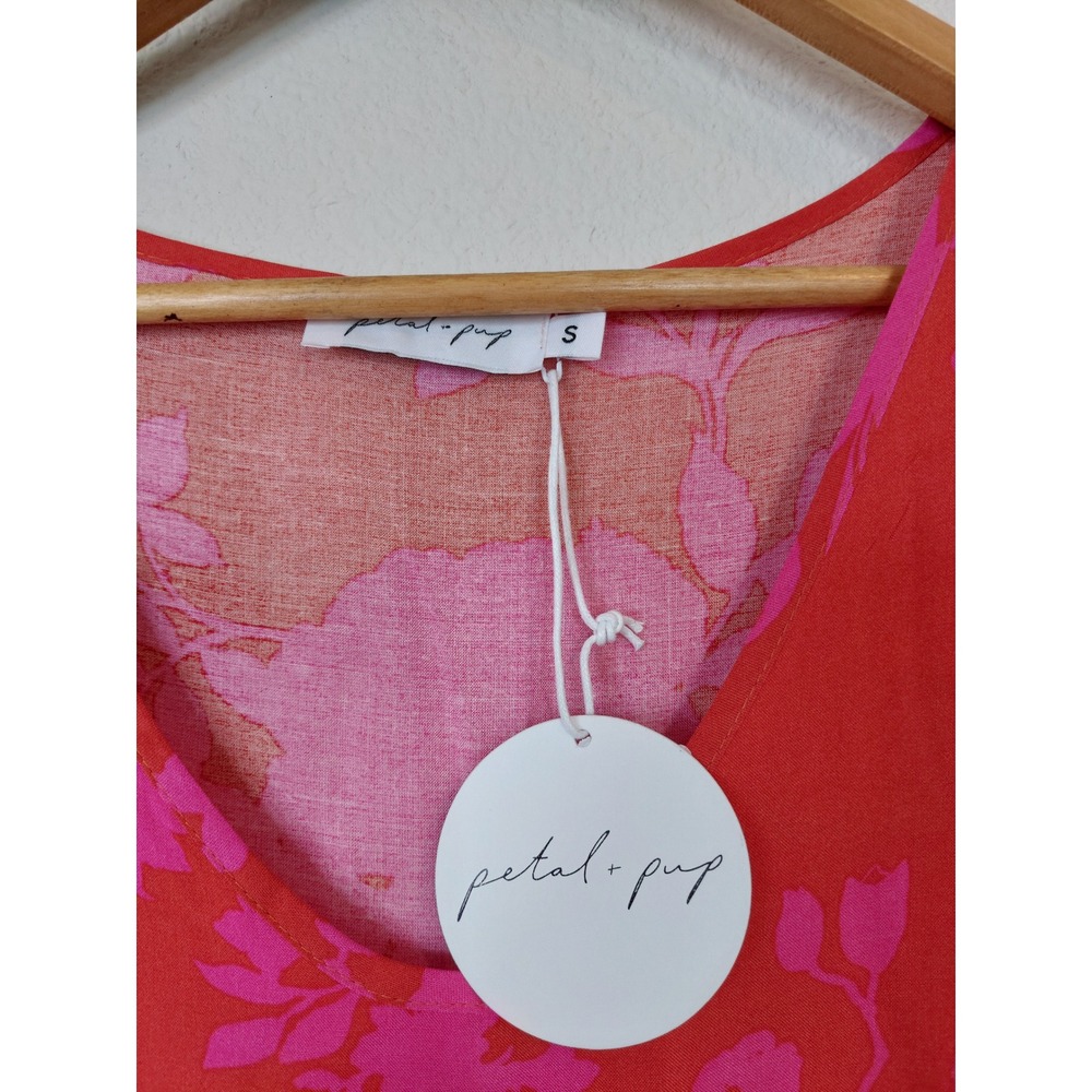 Petal + Pup Alijah Floral Tiered Midi Dress V-Neck Tie Waist Size Small NWT - Picture 3 of 8
